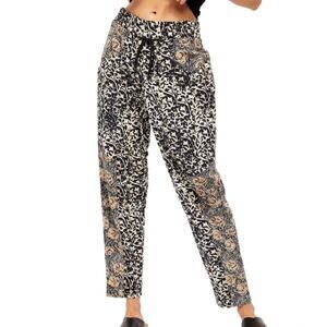 Free People Womens XS Black Multi Patchwork Marfa Nights Ankle Pants Boho Pullon